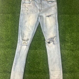 Skinny Fit Blue Distressed Jeans